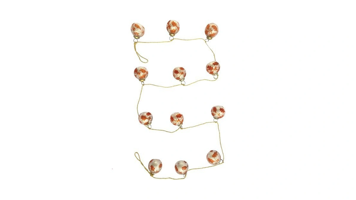 Creative Co-op Etched Mercury Glass Ball Ornament Garland With Gold