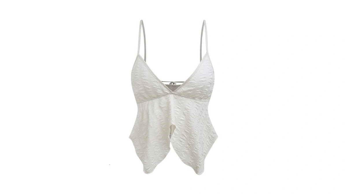 Winkbay Women's Summer Peplum Crop Top Y2k Tie Back V