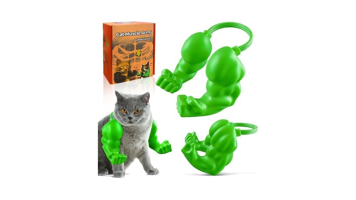 Babyye Cat Toys Muscle Arms, Funny Printed Cat's Neck Arm