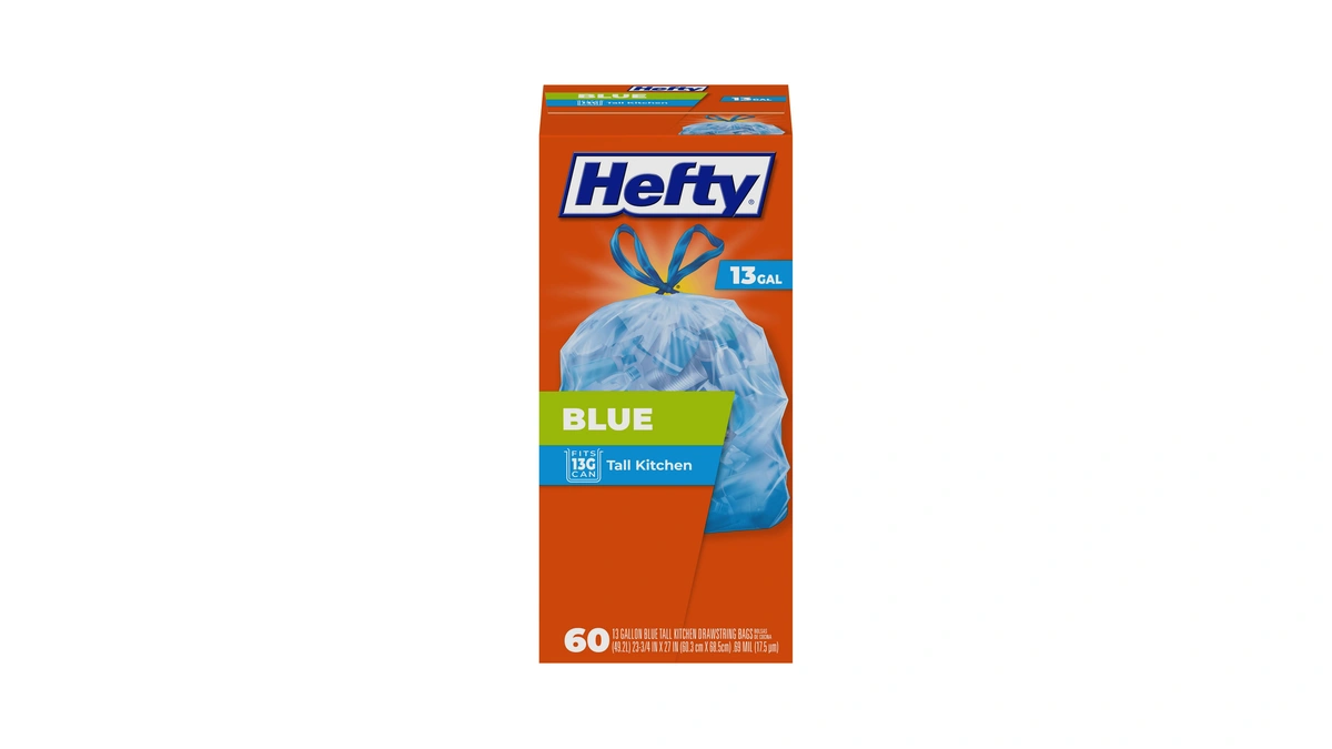 Hefty Blue Trash Bags, Blue, 13 Gallon, 60 Count