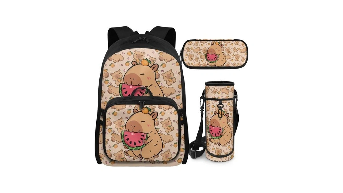 Cugasmaru Capybara Backpack For School Girls Backpack And Lunch Box