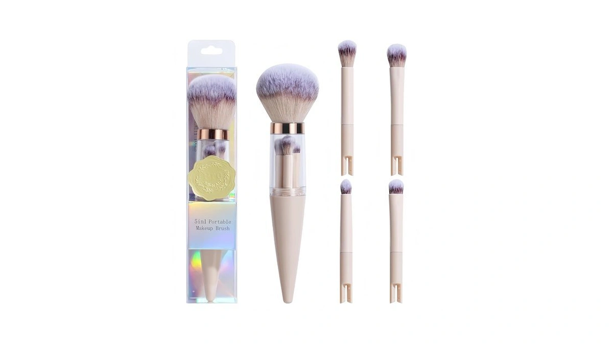 Bs-mall Travel Makeup Brush Set 5 In 1, Portable Powder