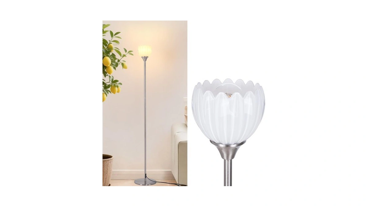 Shenmoyl Floor Lamps For Living Room, Bedroom, Nickel Standing Lamp