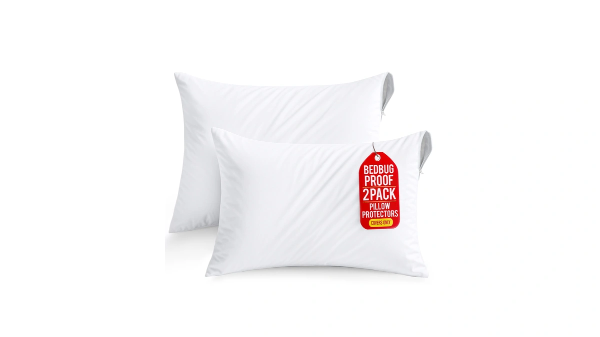 Set Of 2 Pillow Protectors With Zipper Standard Size, Pillow