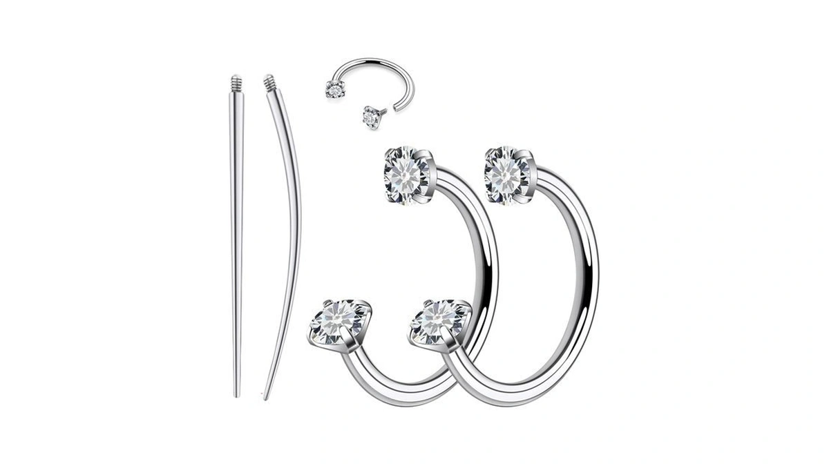 Hnxnskt Horseshoe Nose Ring Hypoallergenic Titanium Double Stud Nose Ring