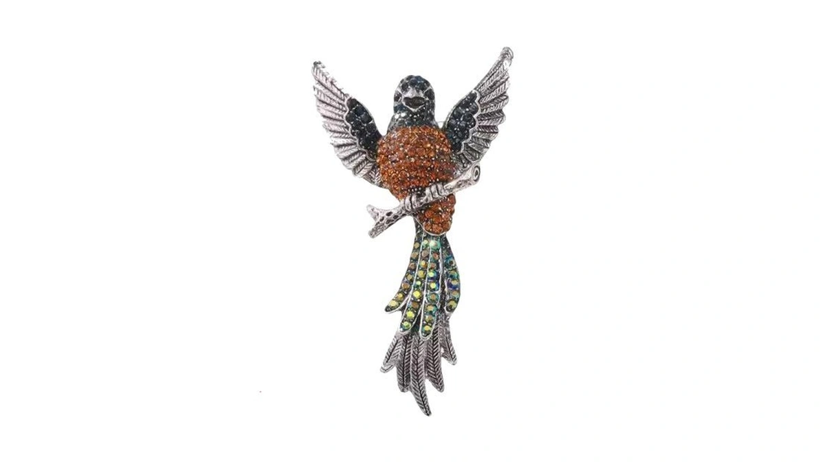 Just Follow Vintage Rhinestone Hummingbird Brooch For Women Sparkling Crystals