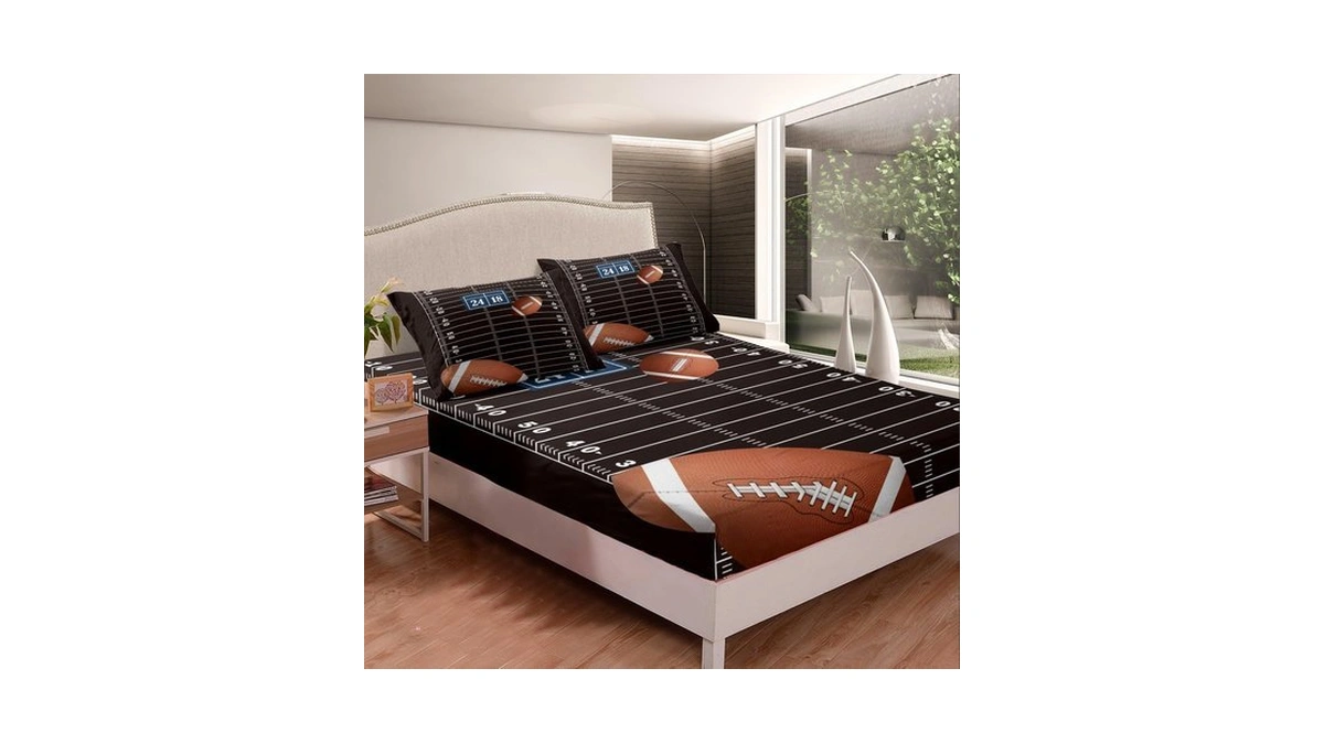 Jejeloiu Football Fitted Sheet Full Size Boys Girls Teens