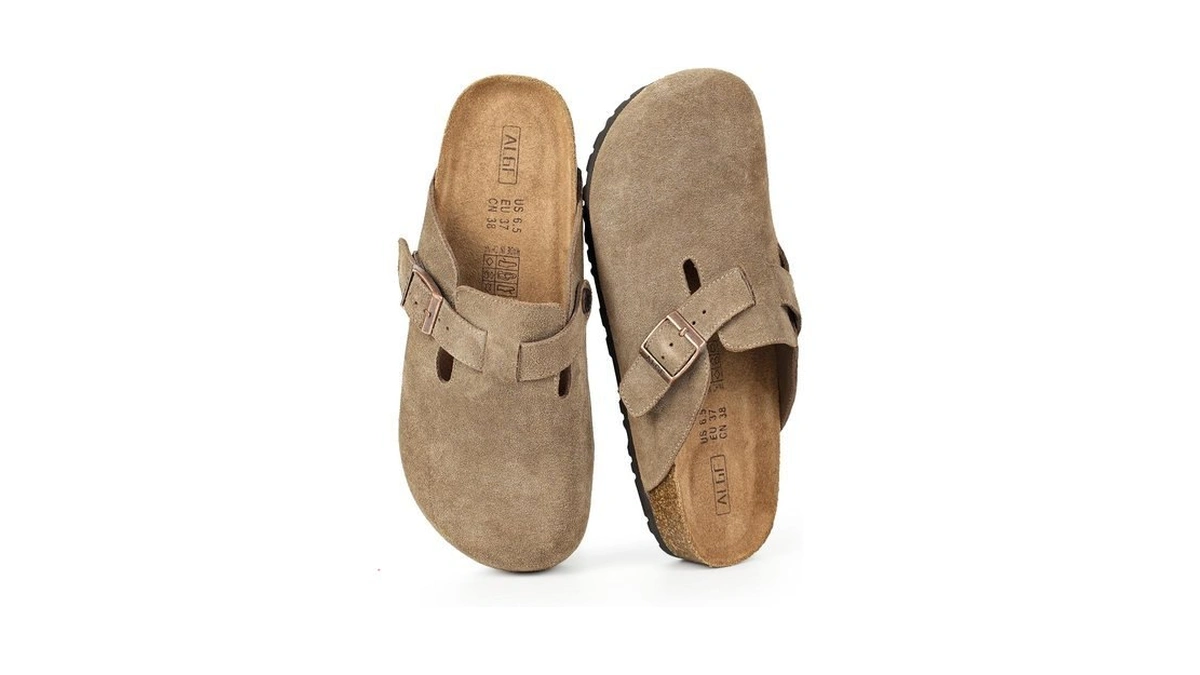 Algf Women’s Genuine Suede Clogs For Women Slip-on Buckle Slides