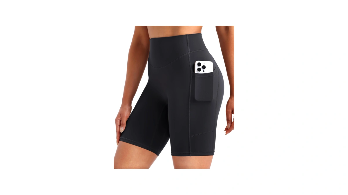 Enerbloom Biker Shorts Women With Pockets 8" Black X-small
