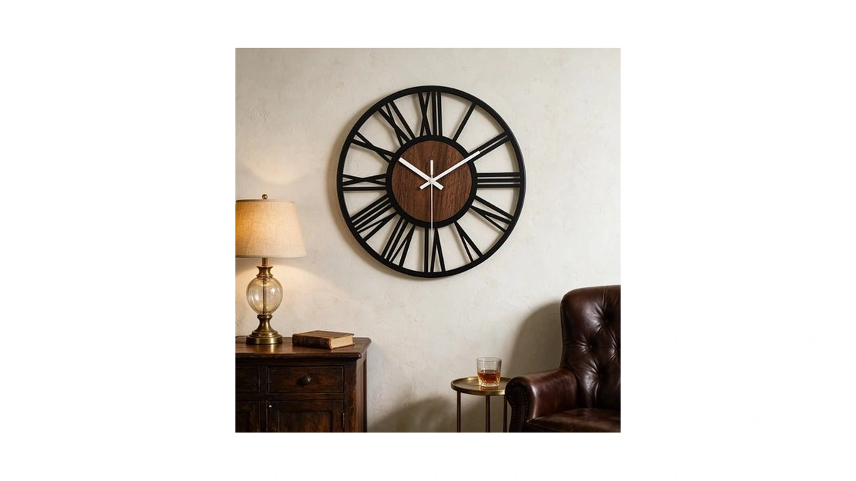 Sin&mi Large Metal Wall Clock Vintage Large Digital Creative Garden