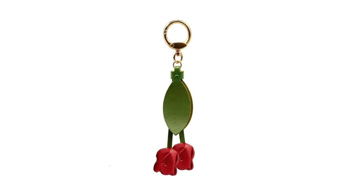 Peraca Cris Leather Flower Bag Charm Keychain For Women Pink