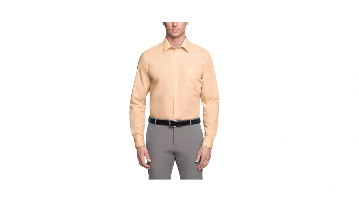 Van Heusen Men's Dress Shirt Regular Fit Poplin Solid, Scallop,