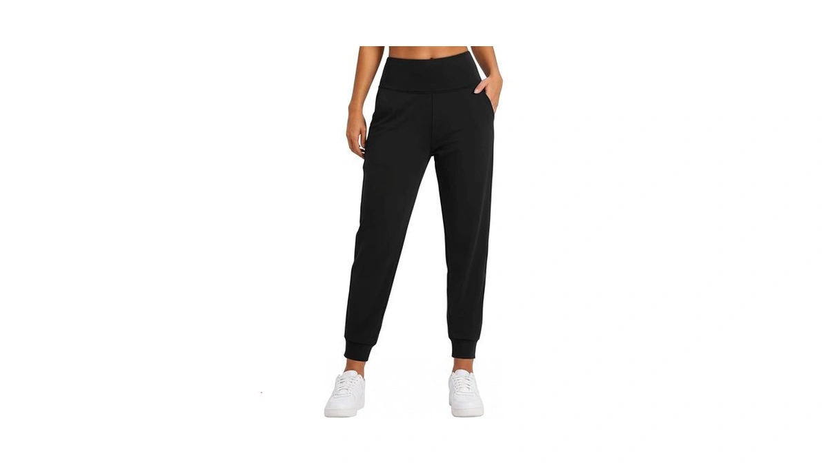Rexley Women's Fleece Lined Joggers With Pockets Hiking Pants Black