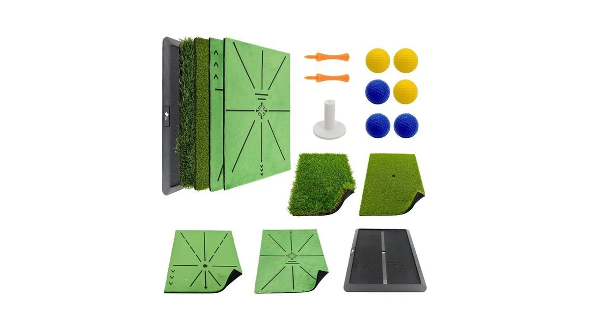 Golf Hitting Mat Set Training Equipment For Indoor Outdoor Practice