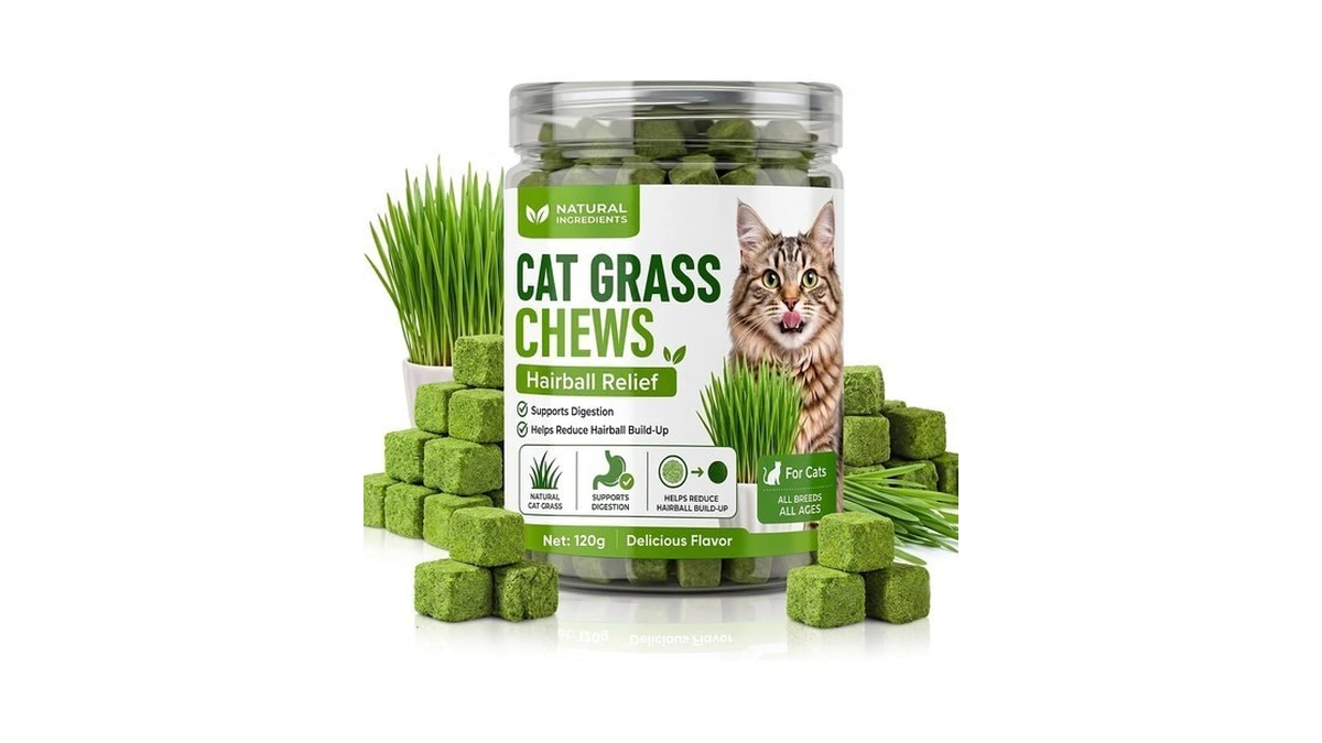 Hqehqe Cat Grass Treats For Hairball Control & Digestive Health,