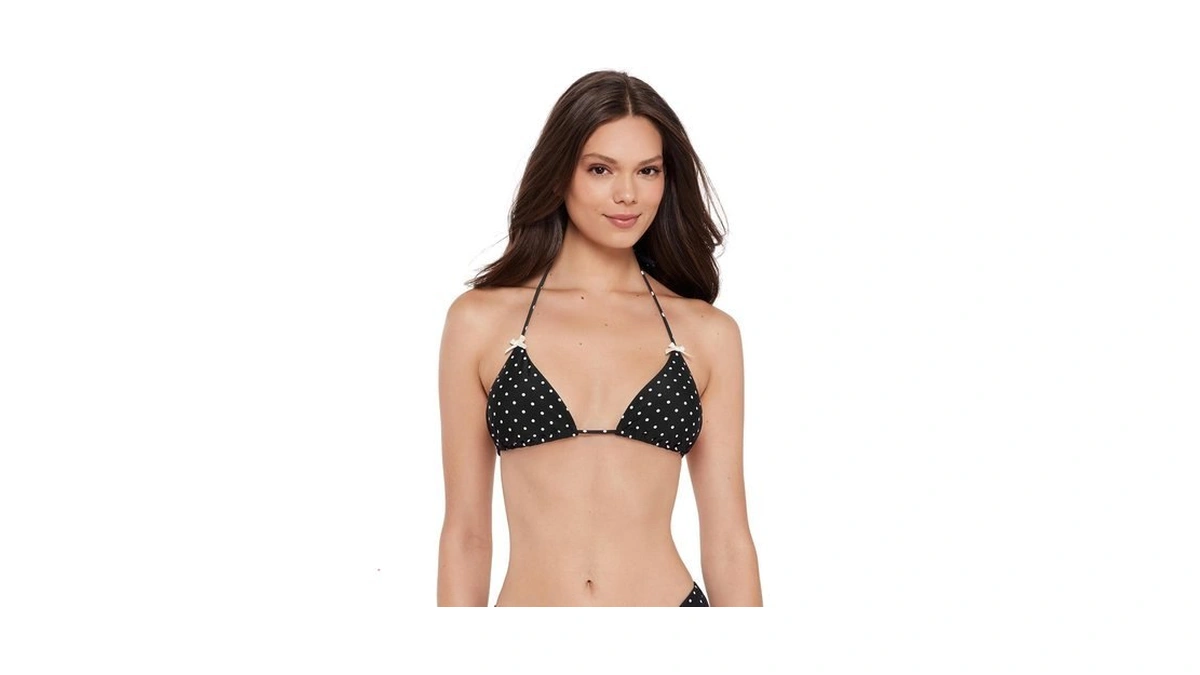 Steve Madden Womens Adjustable Halter Tie Triangle Bikini Top, Darling