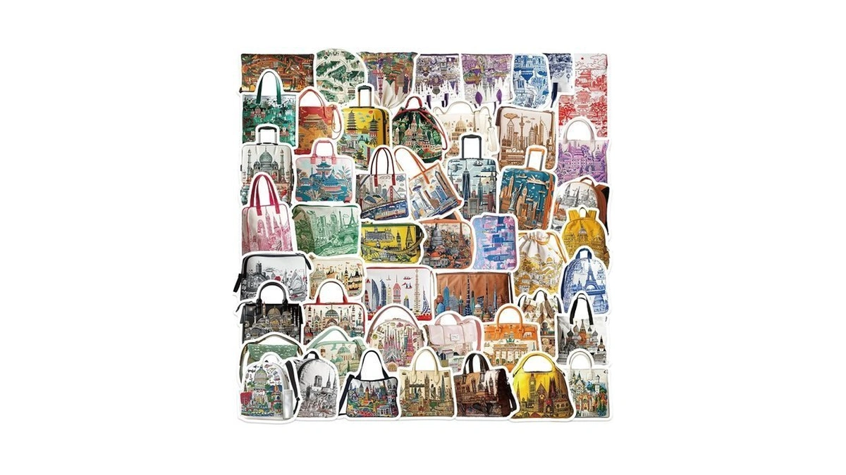 50 Pcs Travel City Landmark Stickers – Waterproof Vinyl Backpack