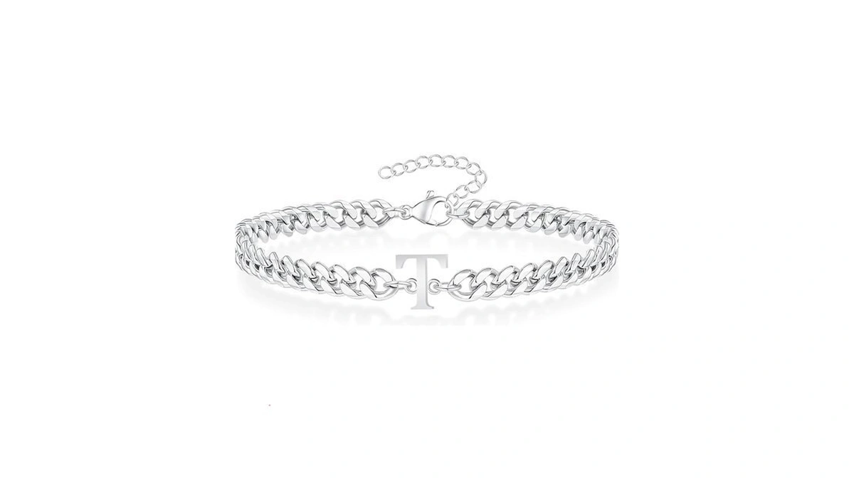 Amazon : Tagomei Silver Initial Bracelet For Men,