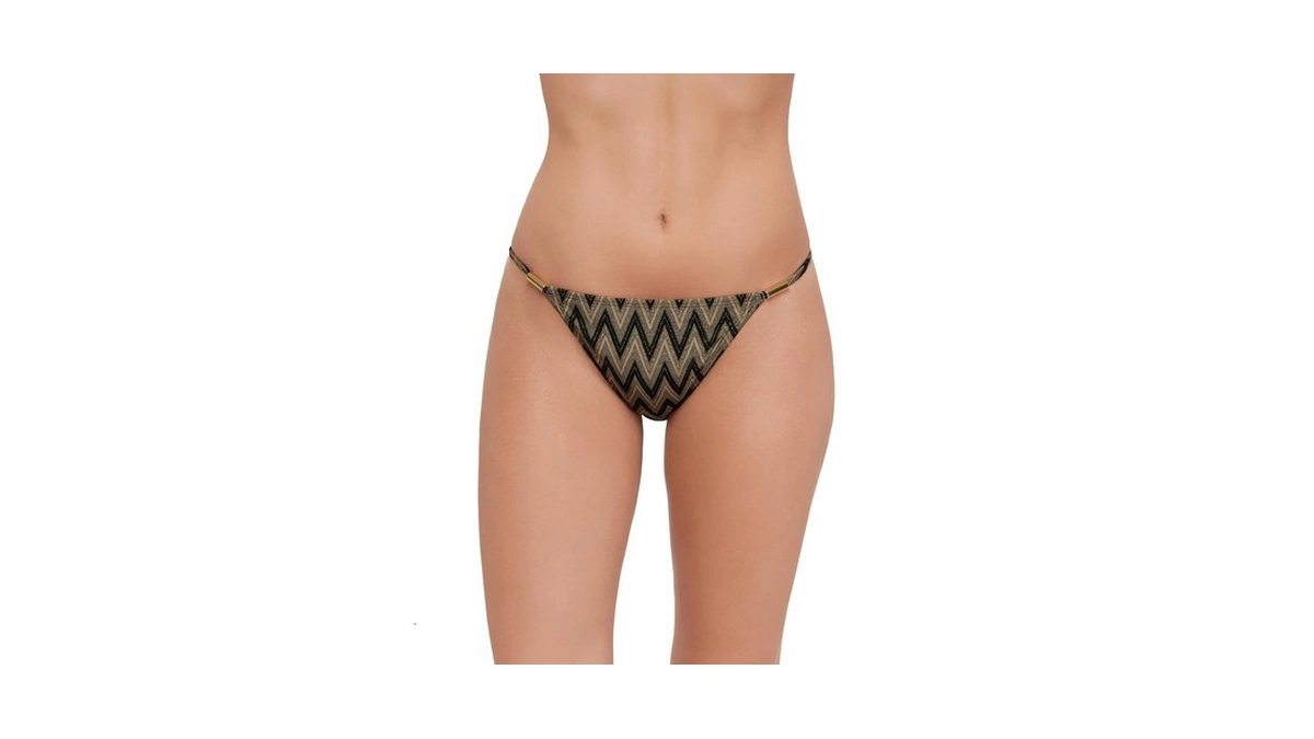 Steve Madden Womens Strap Side Hipster Bikini Bottom With Gold