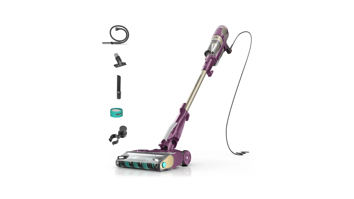 Shark Powerdetect Corded Stick Vacuum, Hepa, Pet Hair, Purple, Hz4001amz