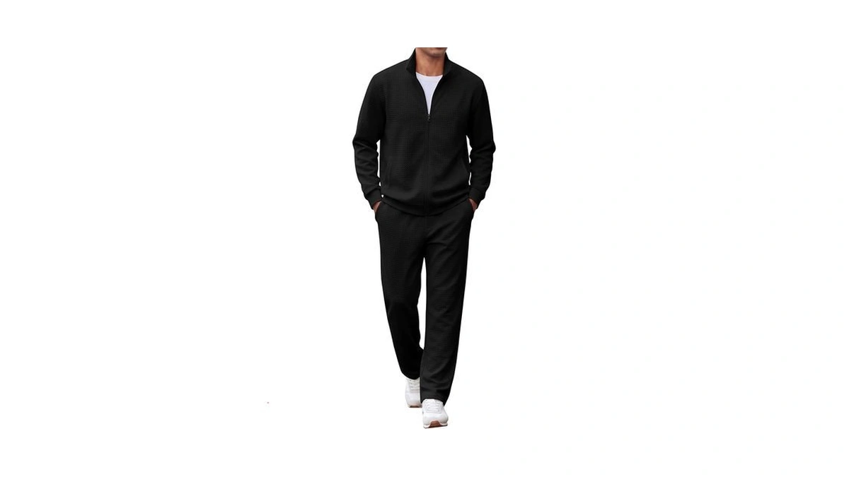 Coofandy Men's Two Piece Outfit Gym Workout Zip Up Relaxed