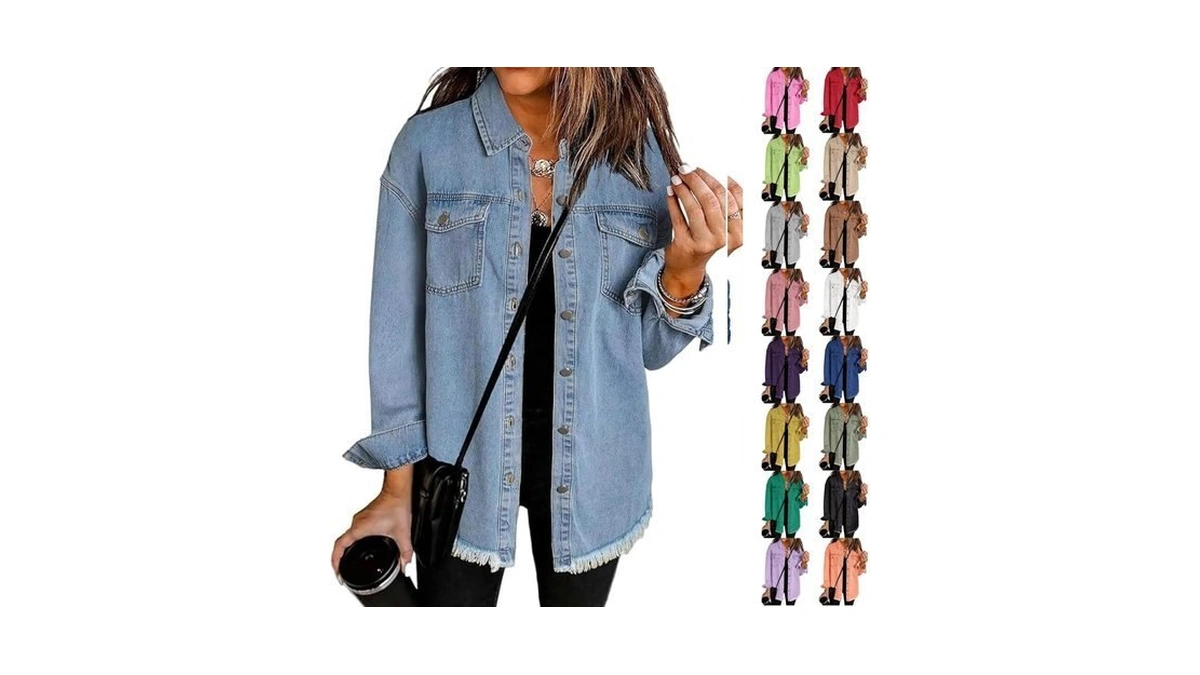 Denim Jackets For Women Long Sleeve Button Jean Coats Fall