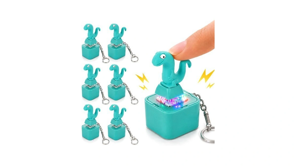 Minfyberd 6pc Lizard Sound Fidget Keychain Rechargeable Lizard Keyboard Clicker