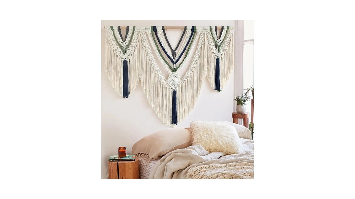 Jakalin Macrame Wall Hanging Handwoven Yarn Fiber Home Decor 47"