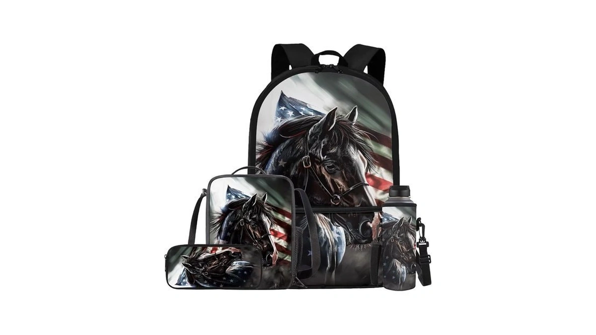 Eledizi American Flag Horse Backpack For Boys Girls Backpack With
