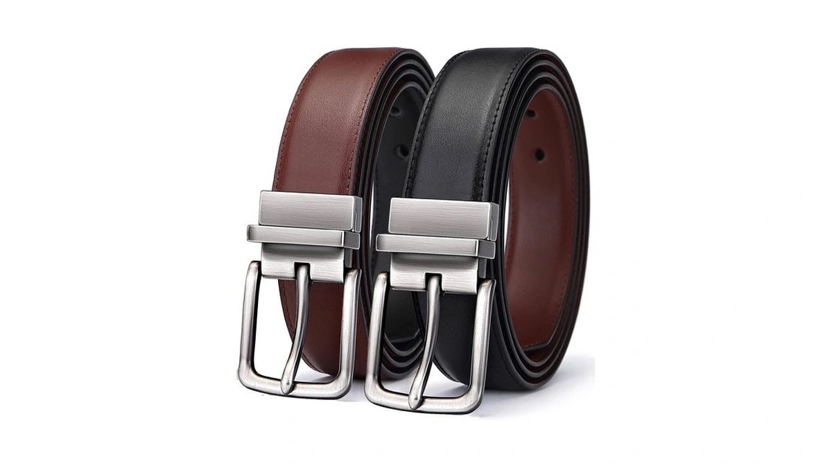 Bulliant Men's Reversible Leather Belt Trimmable 1.25"-2 In 1-gift Boxed