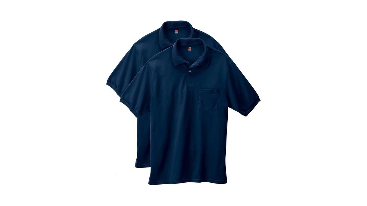 Hanes Mens Short-sleeve Jersey Pocket (pack Of 2) Polo Shirts,