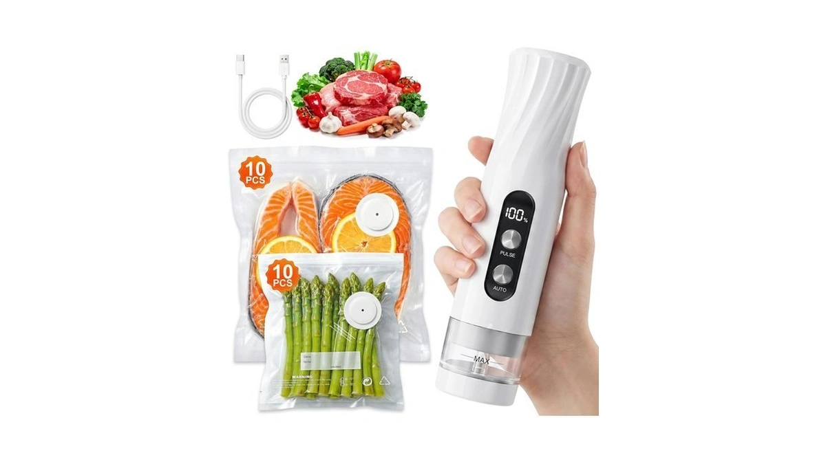 Riwusi Food Vacuum Sealer Machine, 60kpa Powerful Handheld Vacuum Sealer
