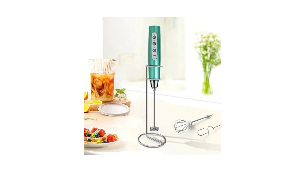 Milk Frother Wand Rechargeable Handheld Electric Whisk 3 Speed Adjustable