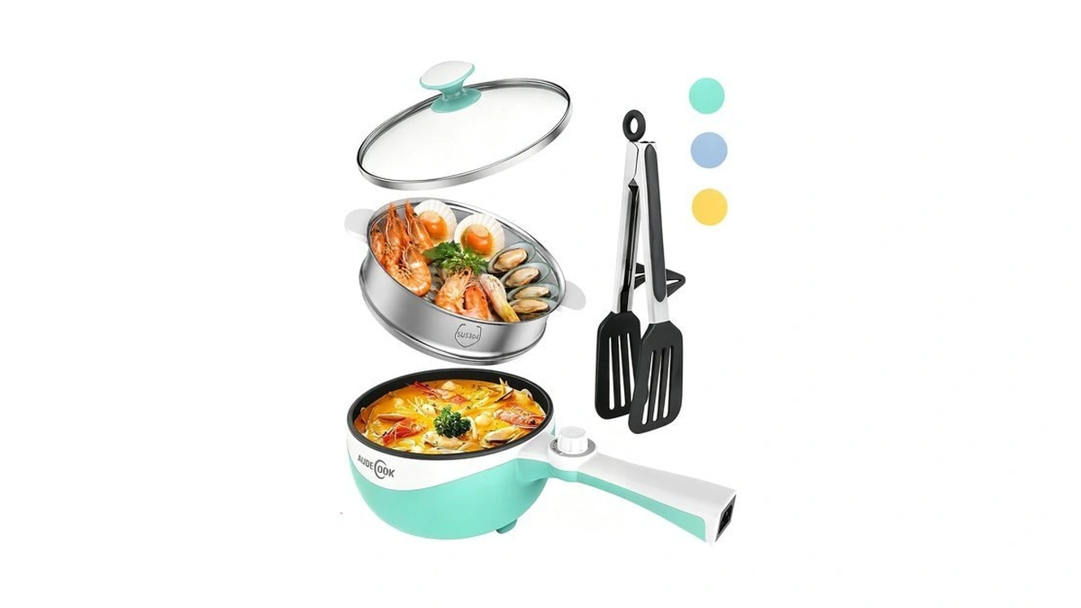 Audecook Electric Hot Pot Mini Electric Skillet Adjustable Power Nonstick