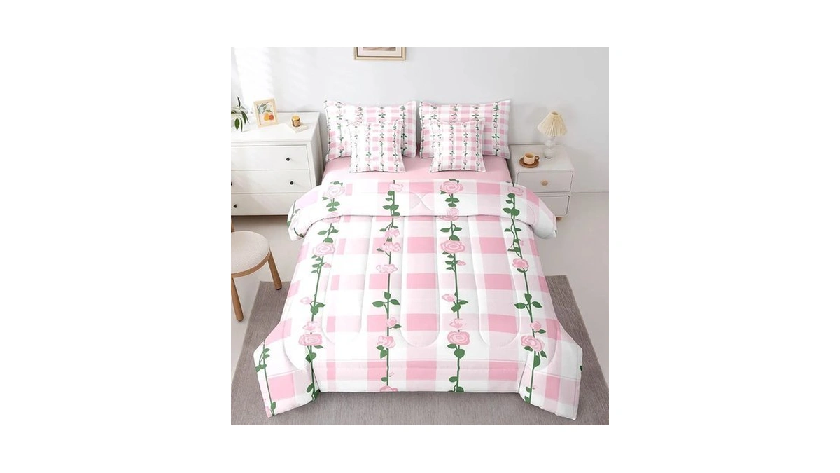 Jejeloiu Floral Printed Comforter Set Bedding Set Twin Size 7