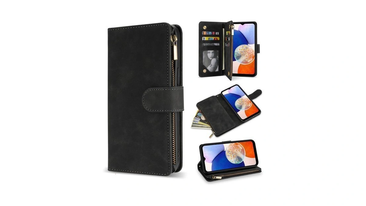 Zzxx For Samsung Galaxy A14 Wallet Case Zipper Pocket 6.6