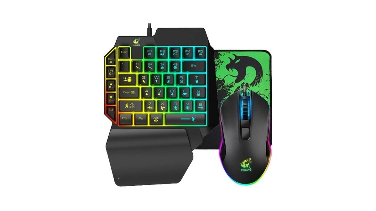 39-key One-handed Gaming Keyboard And Mouse Combo With Wrist Rest,