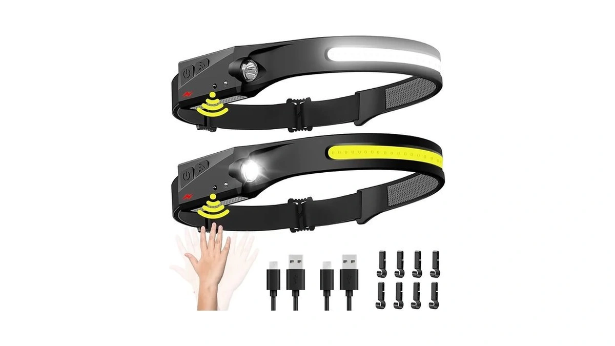 Headlamp Rechargeable 2pcs, 230° Wide Beam Head Lamp Led With