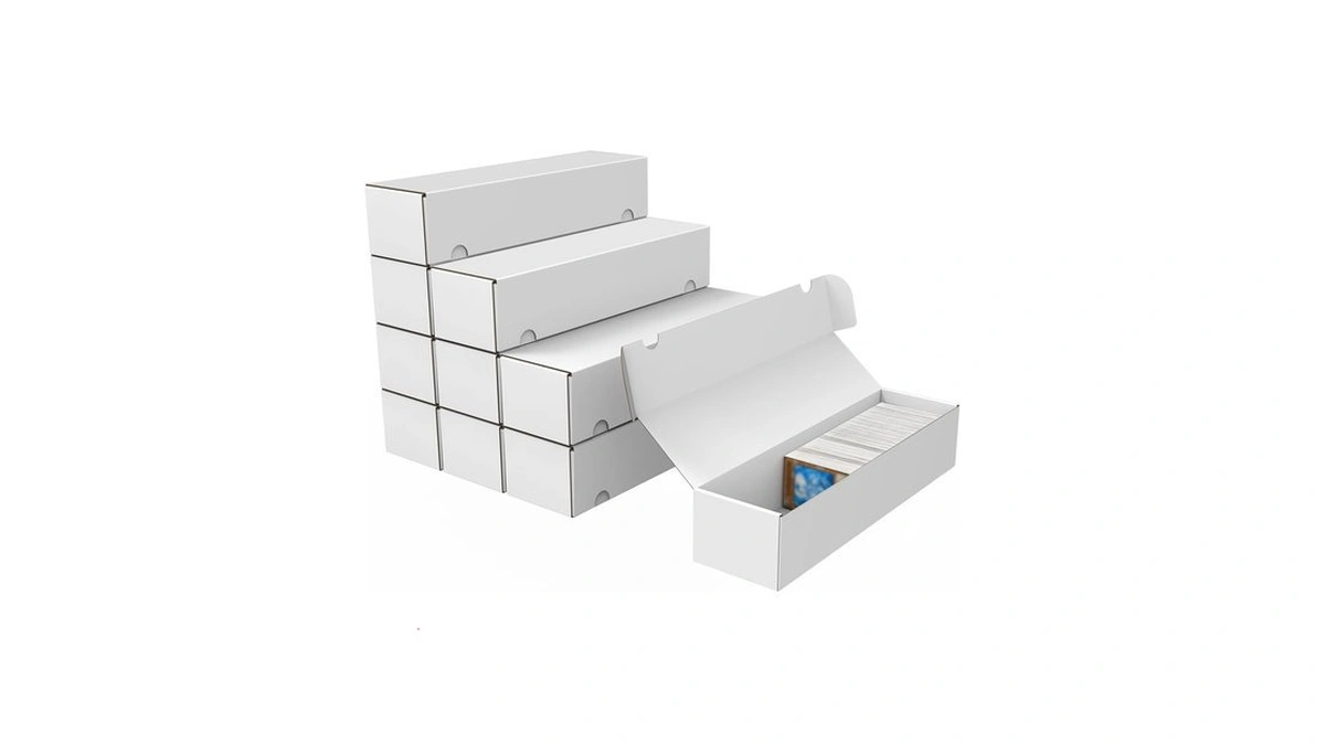 Trading Card Storage Box, 10-pack 1100 Count White Corrugated Cardboard