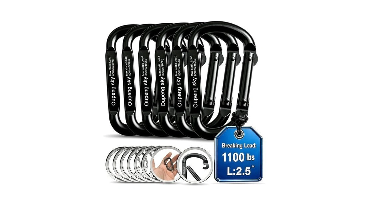 6pcs Carabiner Clip - Heavy Duty Iron Carabiners 800lbs Carabeaner