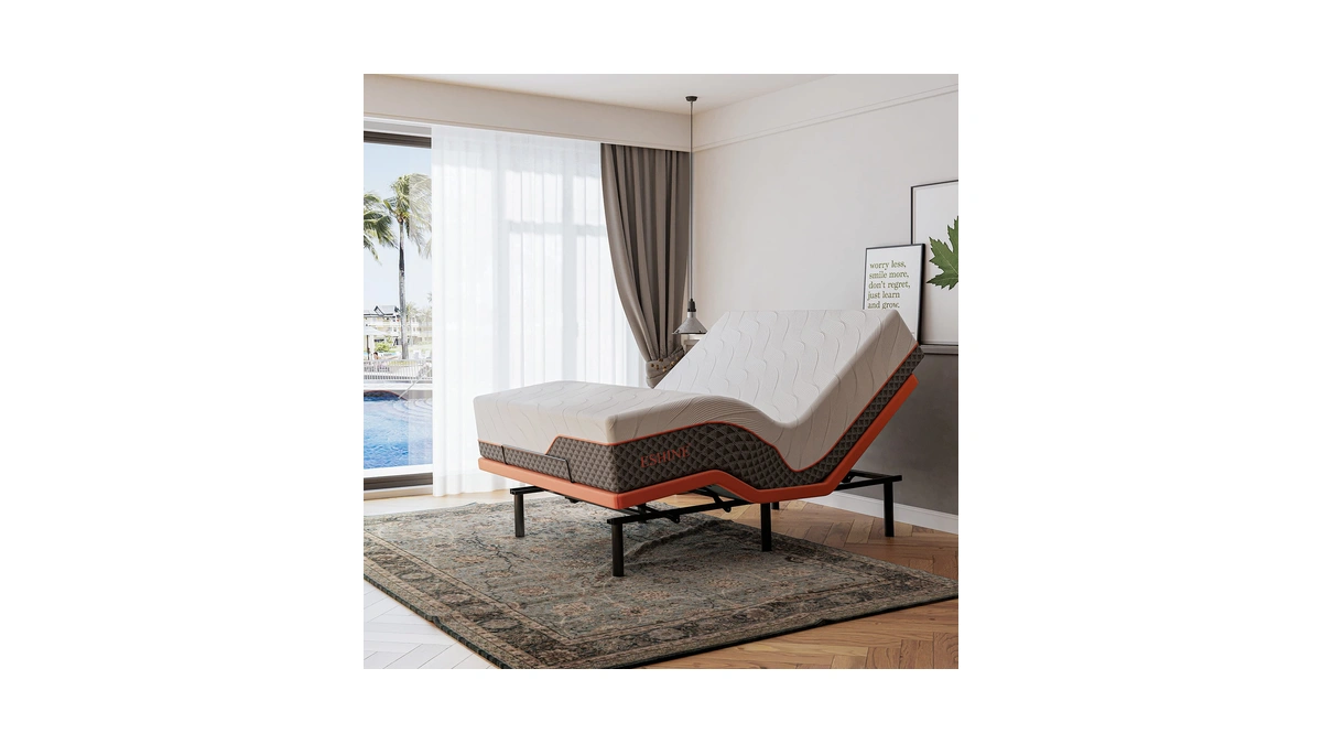 Eshine King Adjustable Bed Frame-luxury Gel Memory Foam(783 Pocket Springs),