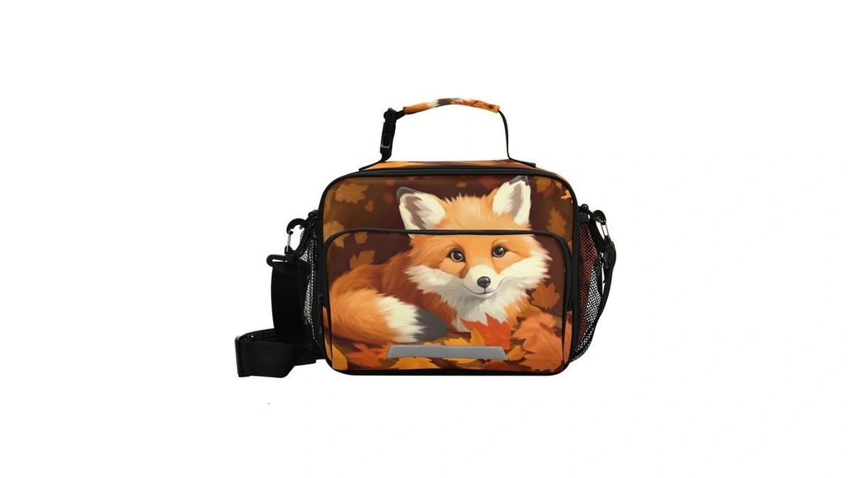 Kfbe Fox Maple Leaves Kids Lunch Box Insulated Lunch Bags