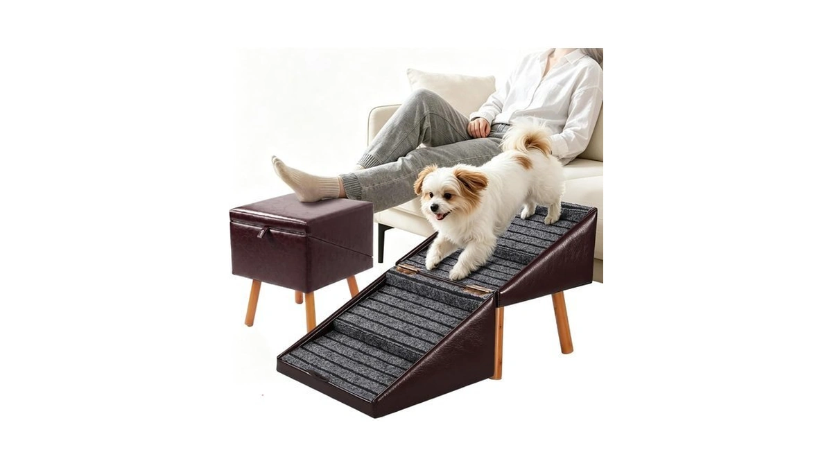 Foldable Dog Ramp For Couch, Non-slip Wooden Pet Ramp