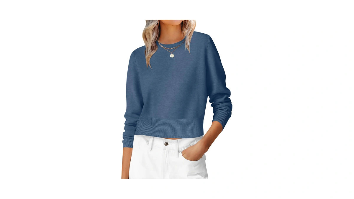 Anrabess Women Long Sleeve Cropped Crew Neck ...