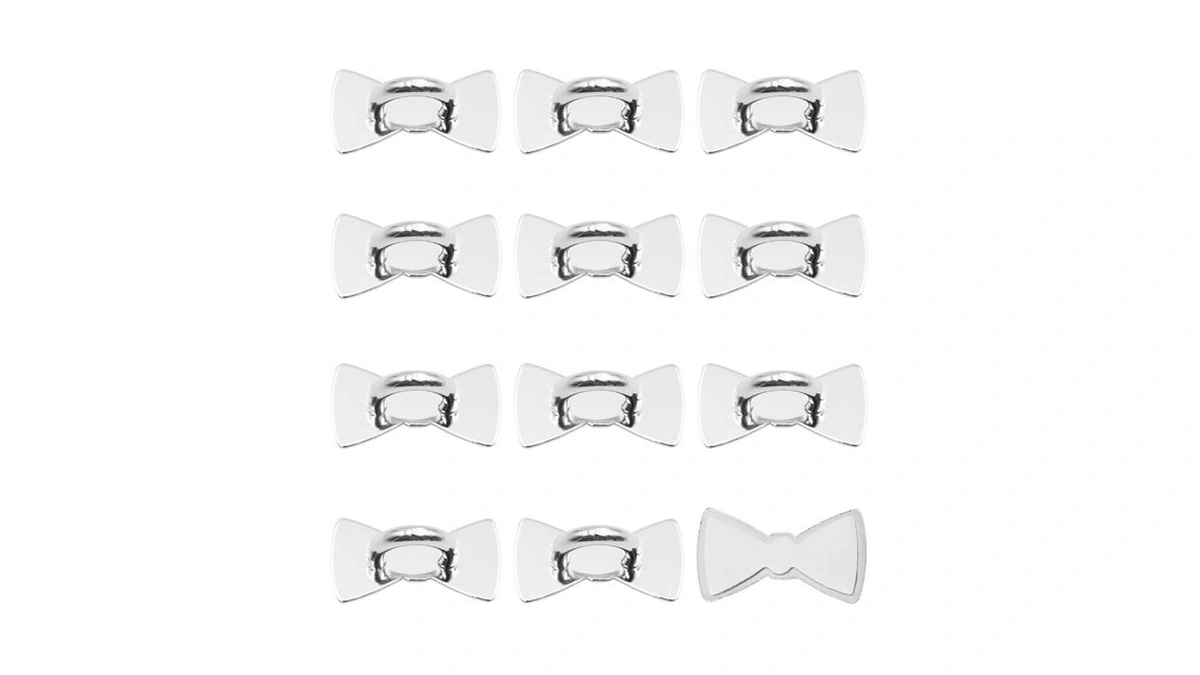 Yuyudehm 12 Pcs Bow Tie Phone Charm Hook, Metal Silver