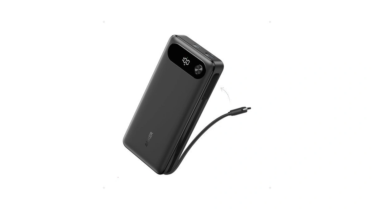 Anker Power Bank, 20,000mah Travel Essential, Built-in Usb-c Cable(black)