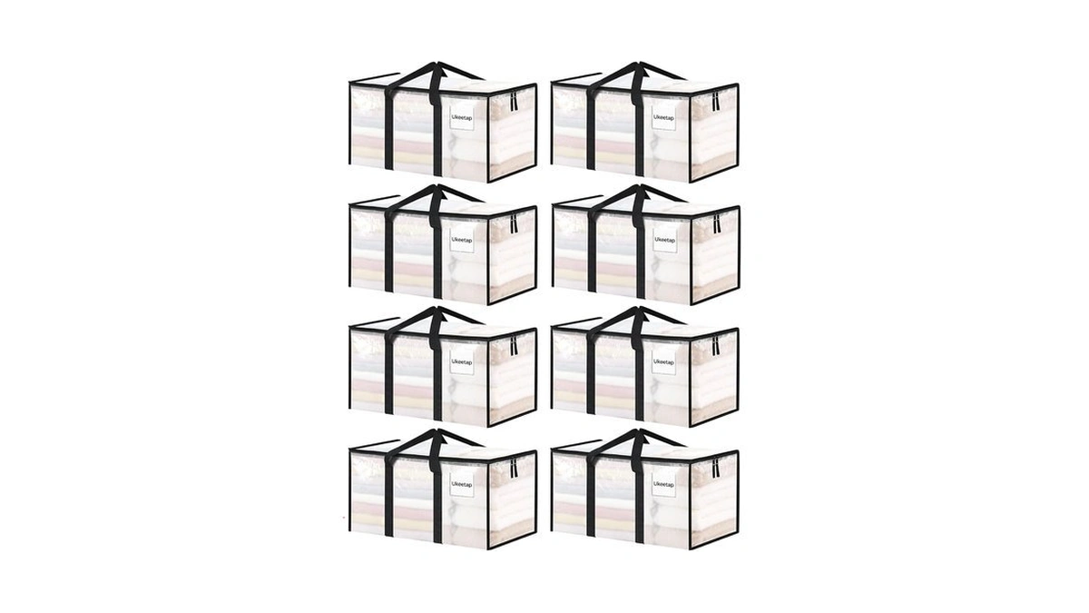 Ukeetap 8 Pack Extra Large Clothes Storage Bins With Lids,