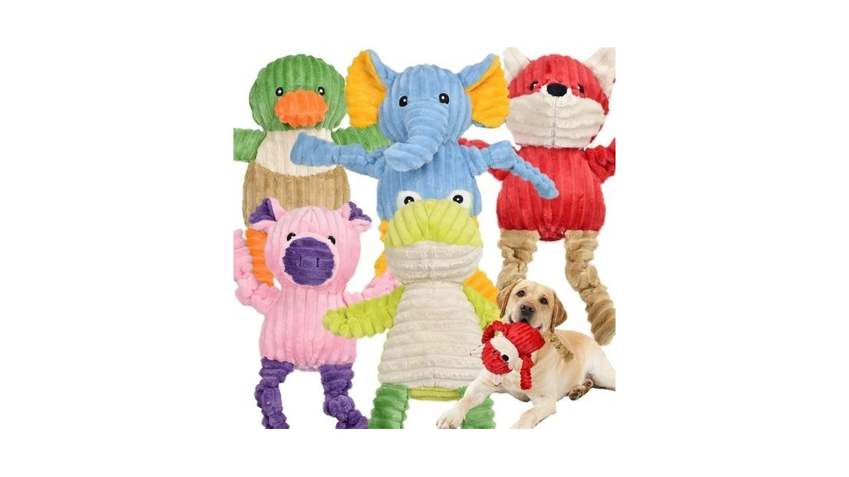 Lechong 5 Pack Tough Dog Toys Stuffed Squeaky Dog Toys
