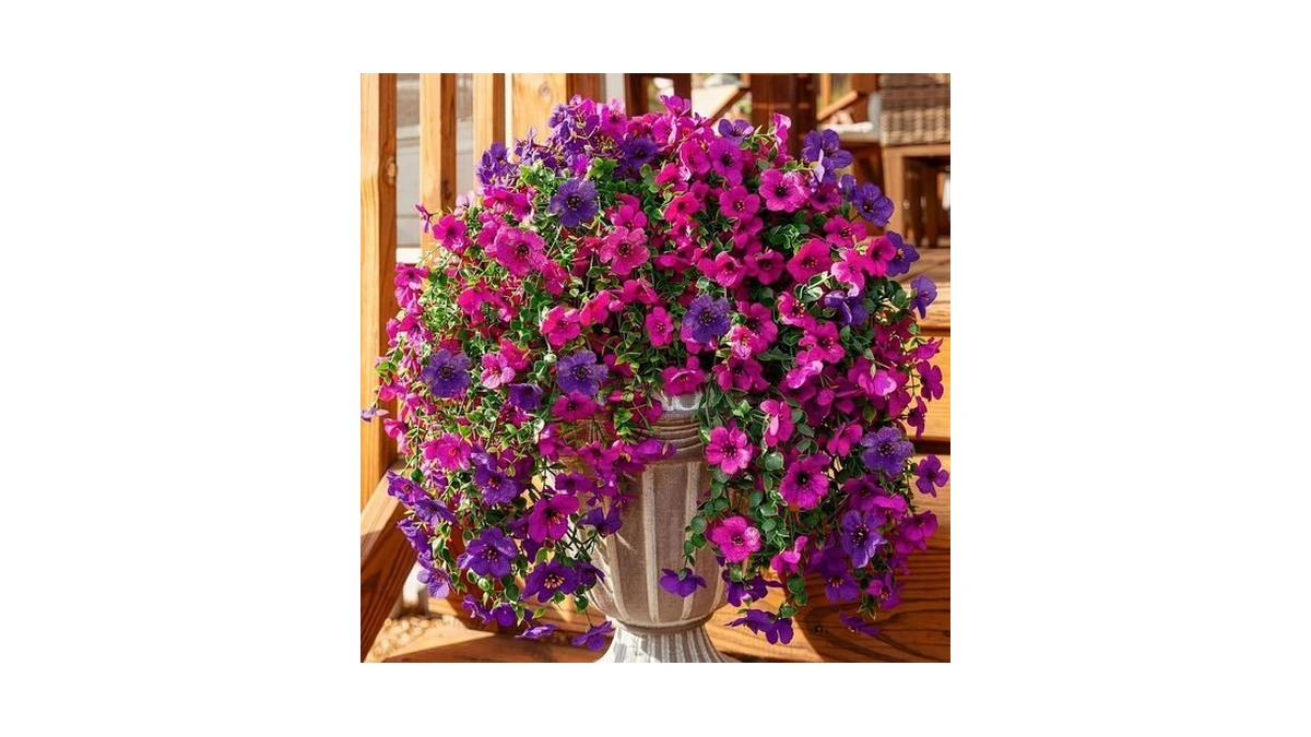 Suncalla 4 Pack Artificial Trailing Hanging Flowers,dark Purple, Purple