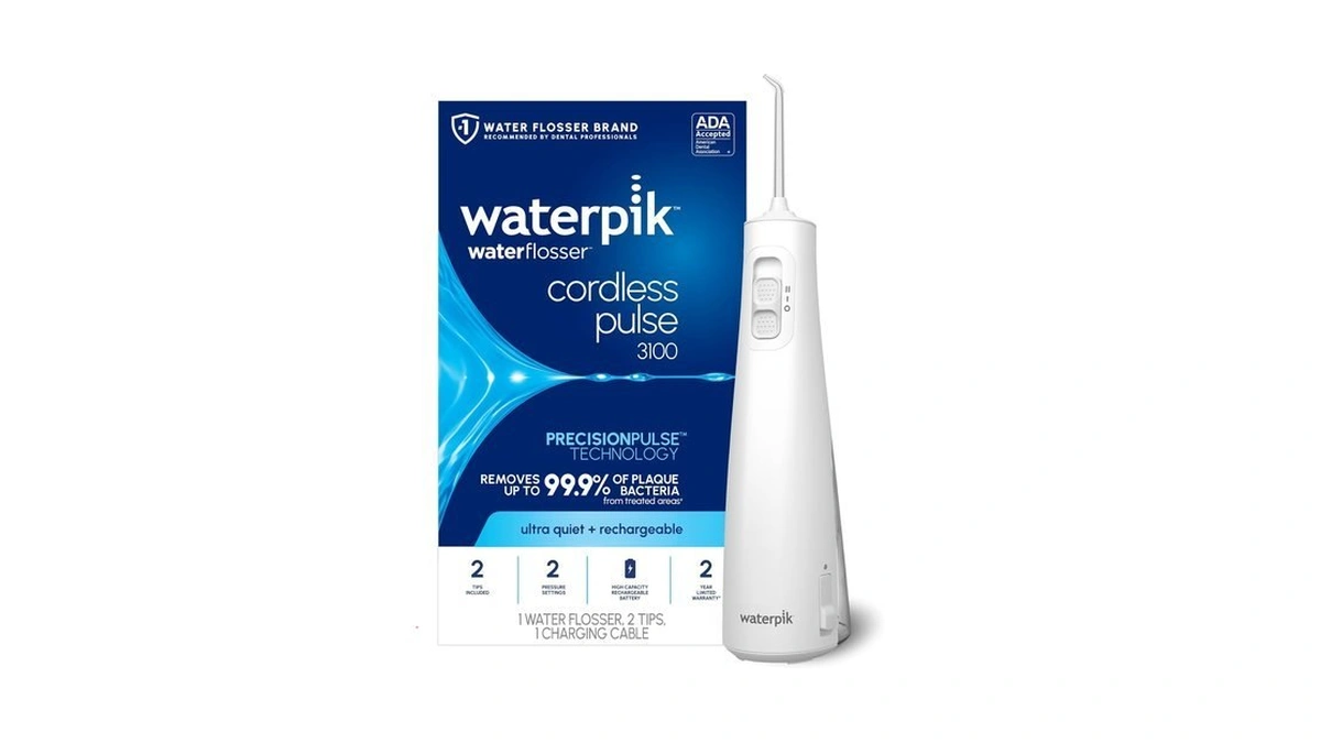 Waterpik Cordless Pulse 3100 Portable Water Flosser, Rechargeable, White